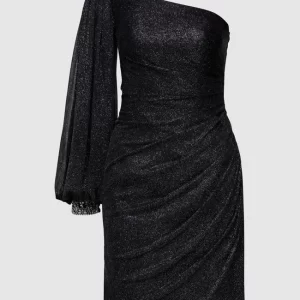 Luxuar Asymmetrisches Cocktailkleid Mit Schimmerndem Besatz – Schwarz 9