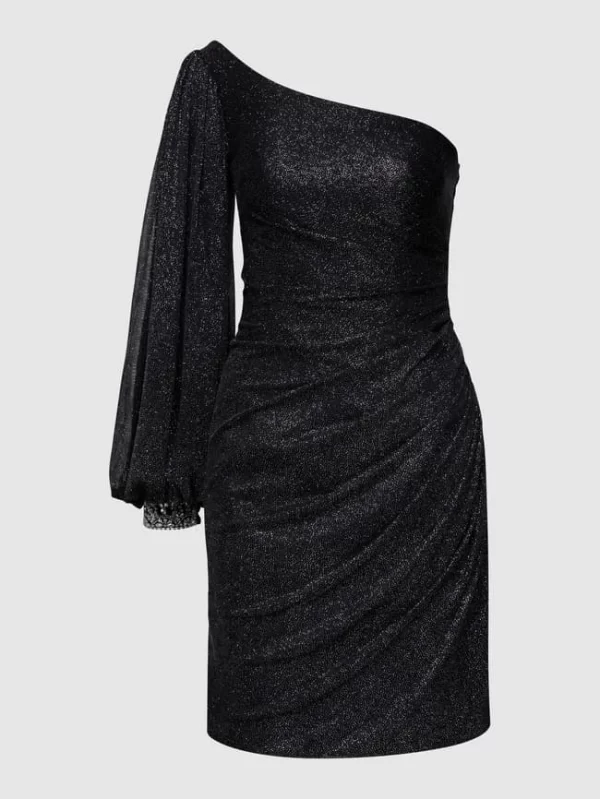 Luxuar Asymmetrisches Cocktailkleid Mit Schimmerndem Besatz – Schwarz 3