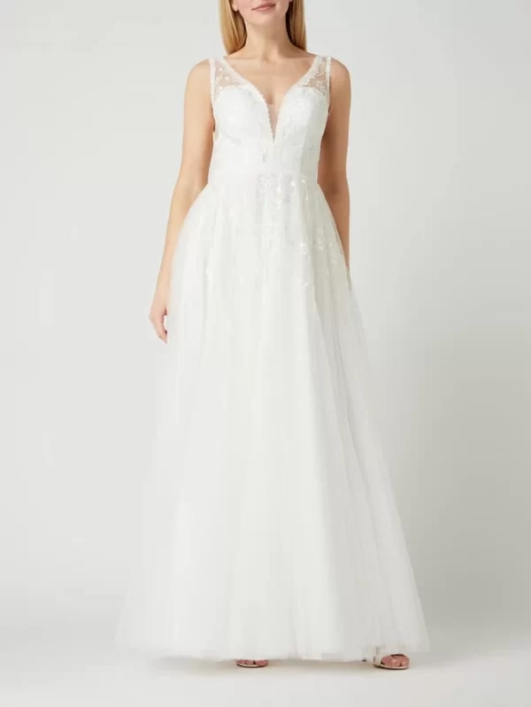 Luxuar Brautkleid Aus Tüll Mit Cut Outs – Offwhite 1