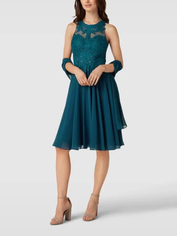 Mascara Cocktailkleid Mit Zierbesatz – Petrol 1