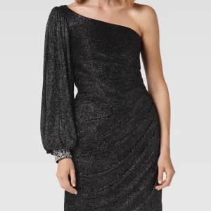 Luxuar Asymmetrisches Cocktailkleid Mit Schimmerndem Besatz – Schwarz 13