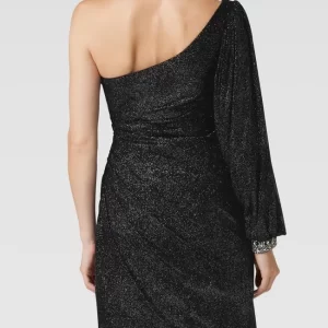 Luxuar Asymmetrisches Cocktailkleid Mit Schimmerndem Besatz – Schwarz 15