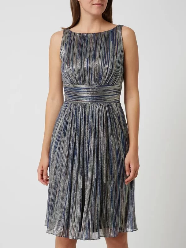 Swing Cocktailkleid Mit Effektgarn – Metallic Blau 5