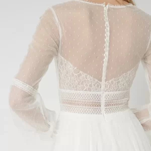 Luxuar Brautkleid Mit Häkelspitze – Offwhite 19