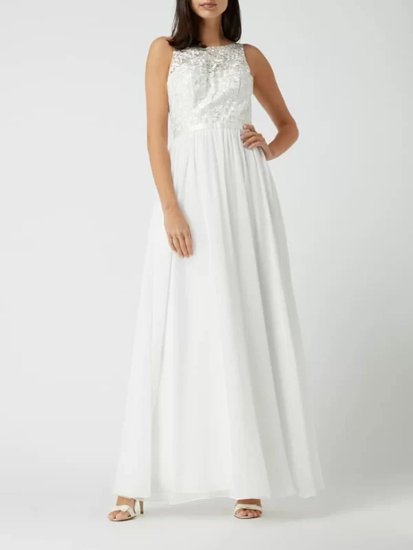 Luxuar Brautkleid Mit Floralen Stickereien – Offwhite 1